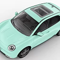 Mint Green Compact Car With Sunroof And Rounded Front Design 3d model