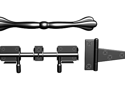 Sturdy Black Metal Hardware Accessories With Handle Latch And Hinge 3d model
