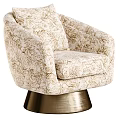 Beige Textured Fabric Accent Chair With Gold Metal Base And Cozy Armrest Design