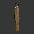Classic Brown Military Uniform Full Set With Cap Belt And Decorative Medals