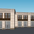 Modern Commercial Complex Exterior With Light Facade Dark Window Frames And Balconies 3d model
