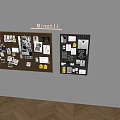 Minotli Photo Wall with Two Colored Boards Pinned Notes and 3d model