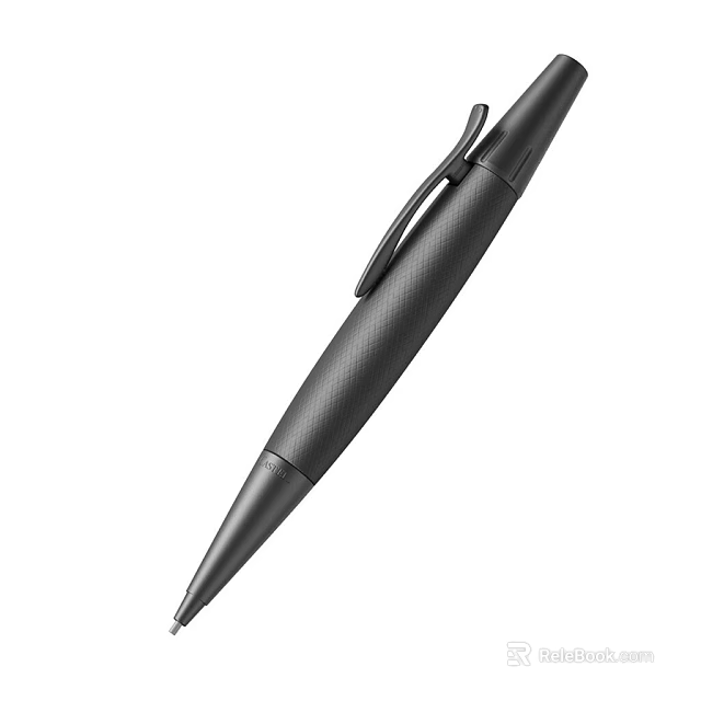 Black Textured Writing Pen With Modern Sleek Design And Durable Clip Feature 3d model 