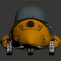 Orange Streamlined Water Vehicle With Transparent Cockpit And Front Metal Guardrail