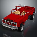 Red Vintage Off Road Convertible Car With Beige Seats And Roof Spotlights