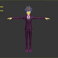 Man With Red Hair In Black Suit Standing With Arms Outstretched 3D Character