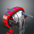 Mechanical Game Movie Character 3D Render With Red Silver Circular Structure And Propeller 3d model
