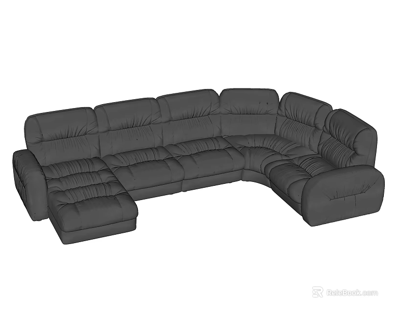 Gray L Shaped Sectional Sofa With Comfortable Seats And Modern Design 3d model