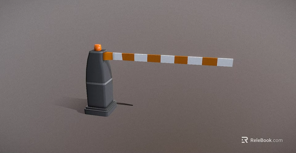Gray Post Barrier Featuring Orange Top And White Orange Striped Bar 3d model 