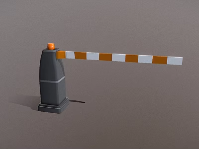 Gray Post Barrier Featuring Orange Top And White Orange Striped Bar 3d model