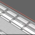 Linear Light Fixture Combination With Red Frame White Grille And Two Piece Design