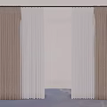 Double Layer Beige Curtains With White Sheer Panels For Modern Light Room Window 3d model