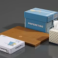 PAPERETINO Tissue Products with Blue Box Wooden Tray and Polka Dot Tissue Holder