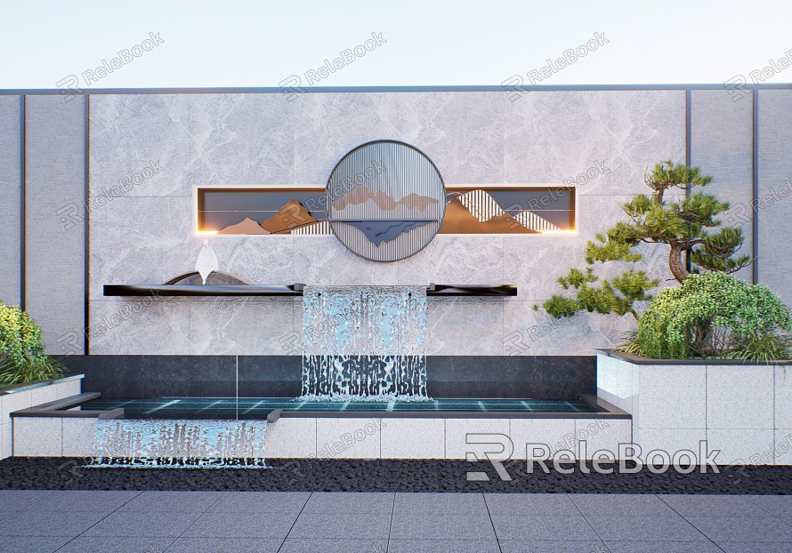 New Chinese Style Landscape Wall Waterscape Wall Landscape Wall model