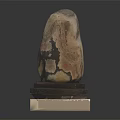 Natural Stone Sculpture With Wooden Base And Unique Artistic Texture Design