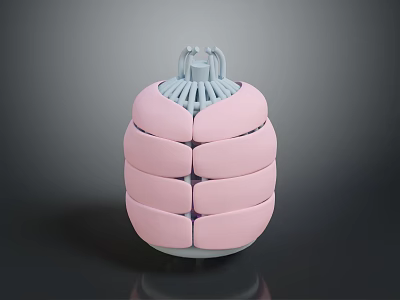 Pink Layered Landscape Scenery With 3D Structured Design Elements 3d model