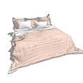Double Bed With Pink Quilt And White Pillows In Cozy Bedroom Setting