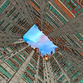Dense Urban High Rise Building With Numerous Windows And External Structures