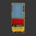 Vintage Yellow Utility Truck with Red Roof Side Stripes and License Plate 080