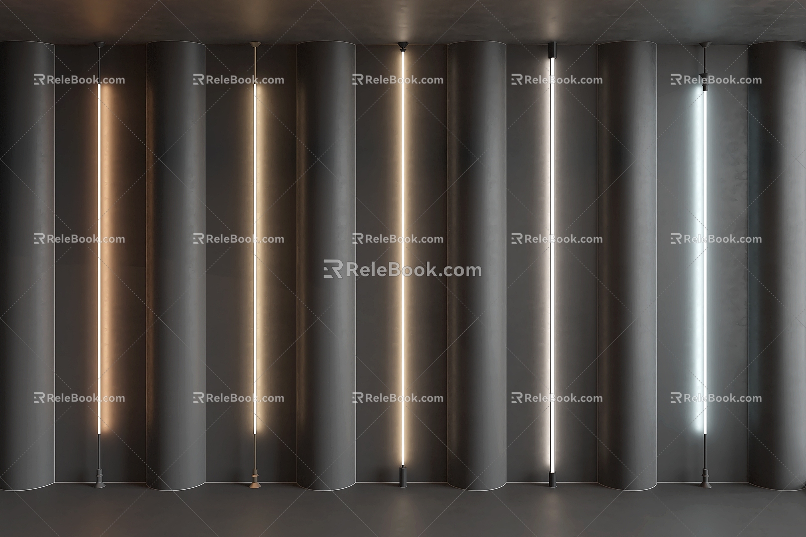 skylight linear light floor lamp steel wire lamp 3d model