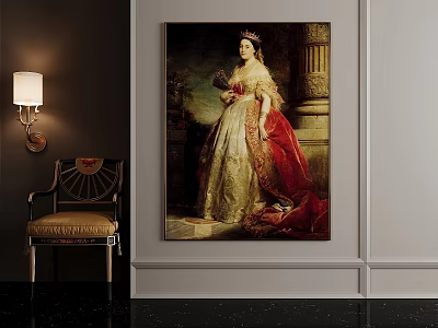 European-style European-American retro palace figure hanging painting oil painting decorative painting 3d model