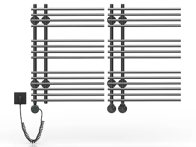 Black Heated Bathroom Cabinet Rack With Multiple Shelves And Towel Storage 3d model