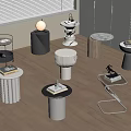 Modern side a few corners a few round a few marble solid wood 3d model