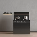 Minotti Black Cooking Stove With Two Pots On Modern Kitchen Counter