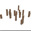 Multiple Brown Block Building Towers Arranged On White Background