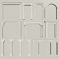 White Wall Mounted Architectural Frames With Various Arch And Rectangular Designs