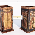Ancient Egyptian Painted Boxes with Hieroglyphic Decorations and Historical Design 3d model