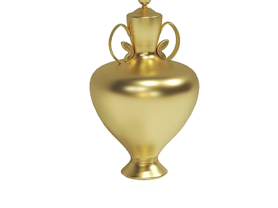 Golden Decorative Vase With Twin Handles And Elegant Design For Home Decor 3d model