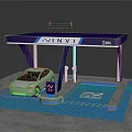 MINVI Electric Vehicle Charging Station with Silver Car Connected to Charging Port