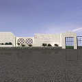 Entrance Gate With White Wall Diamond Lattice Design Company Logo Green Plants And Blue Sky