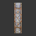 Rusted Metal Truss Bridge Structure With Steel Frame Gray Deck And Yellow Stripes
