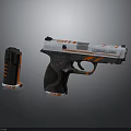 CounterBlok Pistol With Black White Orange Design And Detachable Magazine