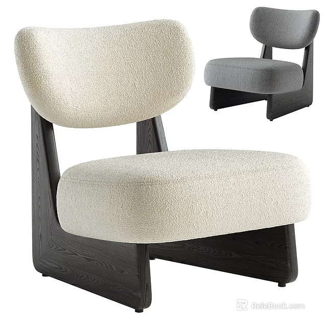 Modern Upholstered Accent Chair in Beige and Gray with Wooden Legs Design 3d model 