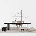Study Bookshelf Decoration Bookshelf Desk Writing Desk Boss Desk Display Bookshelf Book Decoration 3d model