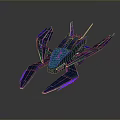 Futuristic Blue 3D Spaceship Render With Glowing Purple Accents And Sharp Edges Design
