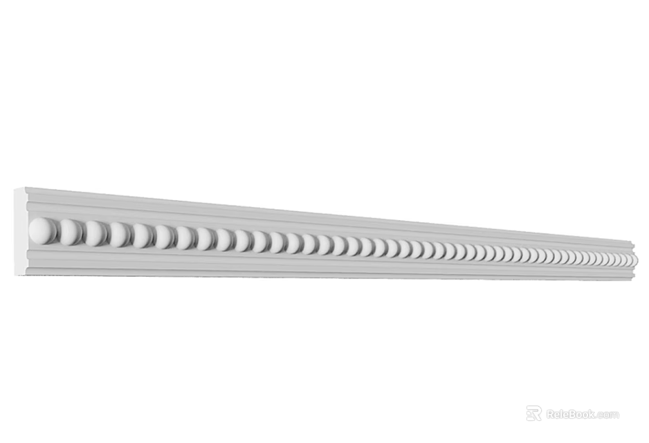 White Decorative Coving With Rounded Bead Design For Interior Ceiling Decoration 3d model 