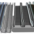 Various Modern Escalator Structures With Metal Frames And Glass Side Panels 3d model