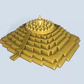 Golden Pyramid Tower With Layered Steps And Ornate Spire On Top