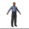 Game Movie Character in Blue Shirt Gray Tie Gray Pants With Glasses Professional Attire