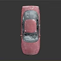 Pink Sedan Car With Textured Surface And 3D Model On Dark Background