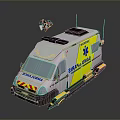 Yellow And White Ambulance With Tracks And Drone On Top For Emergency