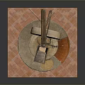 Traditional Stone Mill With Wooden Components And Stone Grinding Disc On Square Base