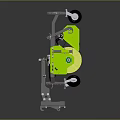 Green Mechanical Device Featuring Metal Frame Wheels And Connecting Components 3d model