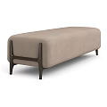 Modern Beige Upholstered Sofa Bench With Stylish Black Wooden Legs Design