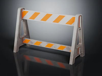 Gray Frame Traffic Barrier With Orange White Stripes And Stable Structure Design 3d model