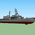 Detailed Warship 3D Model With Dark Hull Superstructures Radar And Antennas 3d model